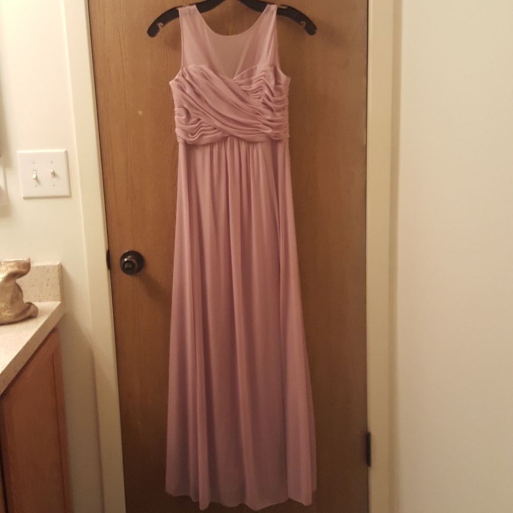 Long light purple bridesmaids dress